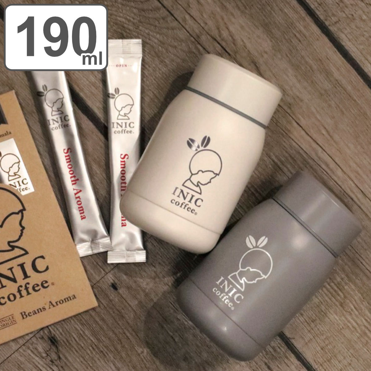 水筒 ミニ 190ml INIC cofee カフア コーヒーボトル （ 送料無料 コーヒー INIC×Qahwa 保温 保冷 カフェボトル 直飲み タンブラー 蓋付き マグボトル ステンレス イニック×カフア 直のみ マグ ボトル コンパクト おしゃれ ）のサムネイル