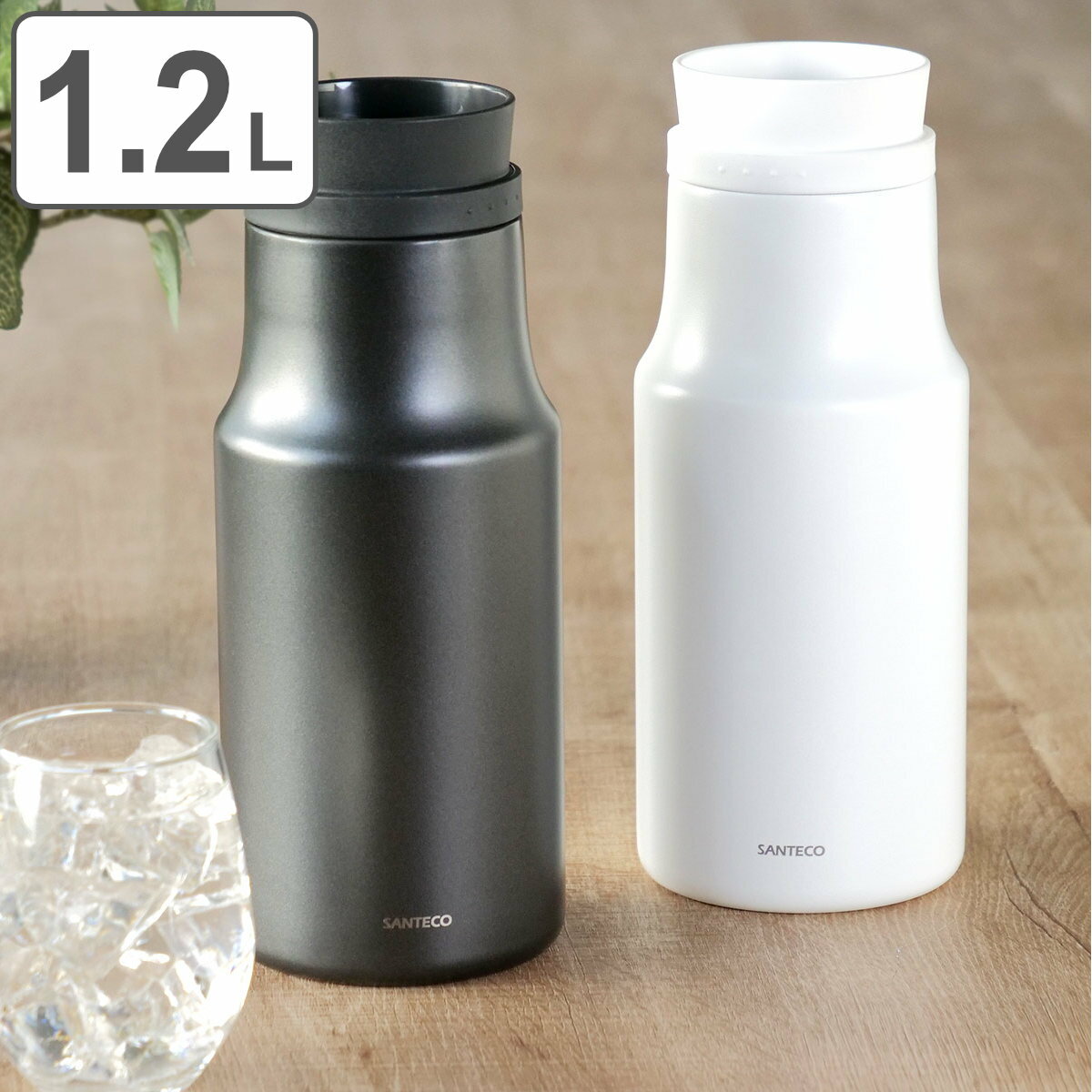 卓上ポット 1.2L MOLLE ステンレス （ ステンレスポット ステンレス製 保温 保冷 ポット 卓上 360度 注げる 持ち運び 完全密閉 真空二層構造 シンプル おしゃれ オフィス デスクワーク ）のサムネイル