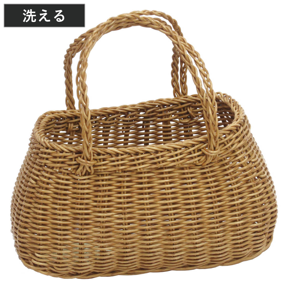 バスケット ユティルナイール オーバルバッグ 持ち手 洗える （ かご かごバッグ 収納 カゴ ラタン風 ..