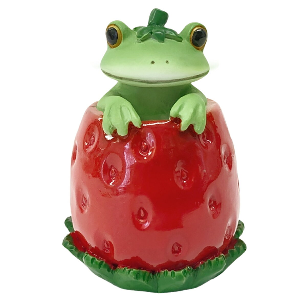 コポー イチゴからひょっこり カエル 置物 （ Copeau 置き物 コポタロウ かえる 蛙 グッズ マスコット ミニチュア 雑貨 オーナメント インテリア 玄関 飾る かわいい 可愛い オブジェ リビング 卓上 机上 小さい デスク ）