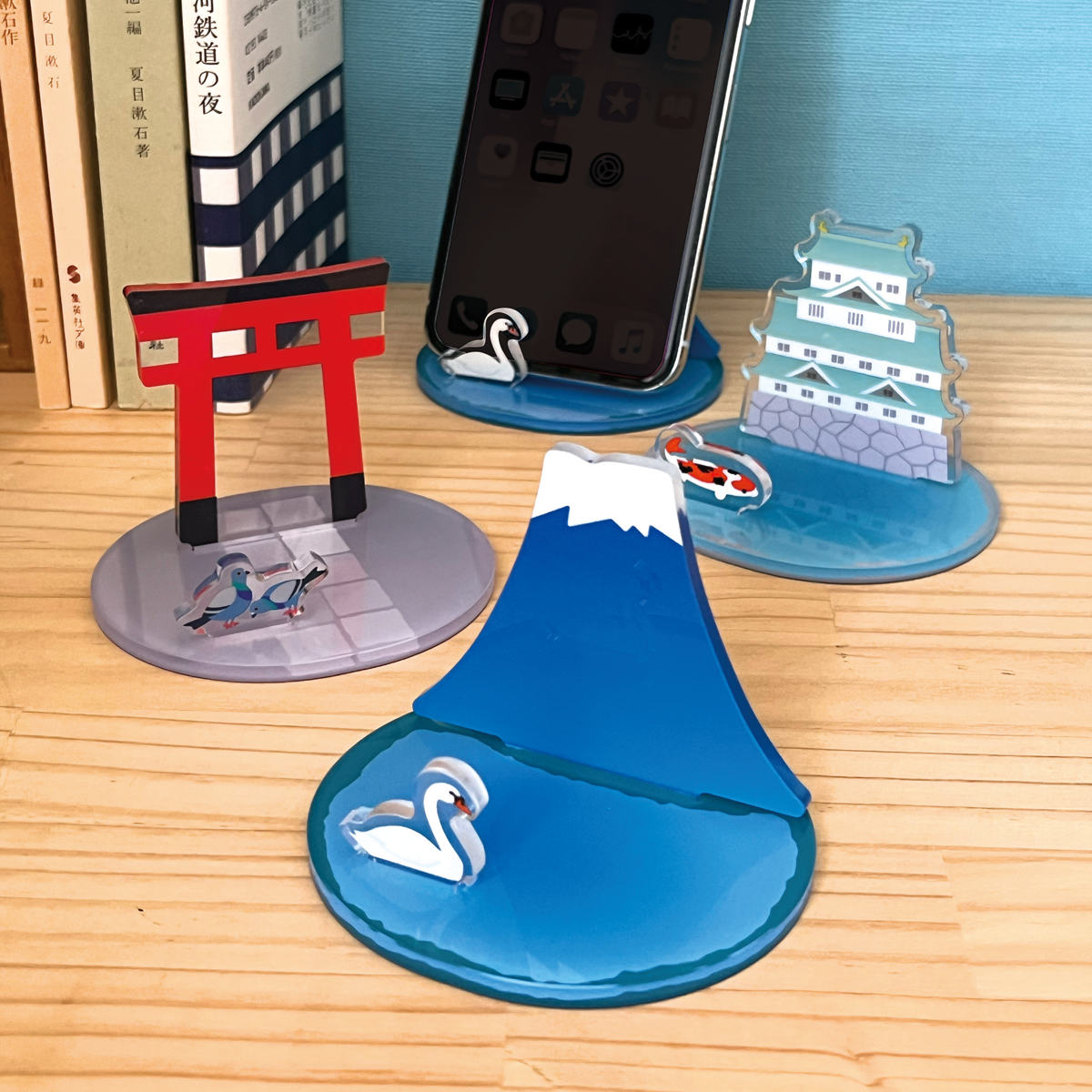 Rakuten - スマホスタンド 日本の風景 アクリルスマホスタンド （ スマホ 置き 富士山 鳥居 お城 スタンド 便利 縦置き 横置き 対応 動画 アクリル製 卓上 スマートフォン ホルダー スマホ置き 雑貨 携帯スタンド 飾る ）
