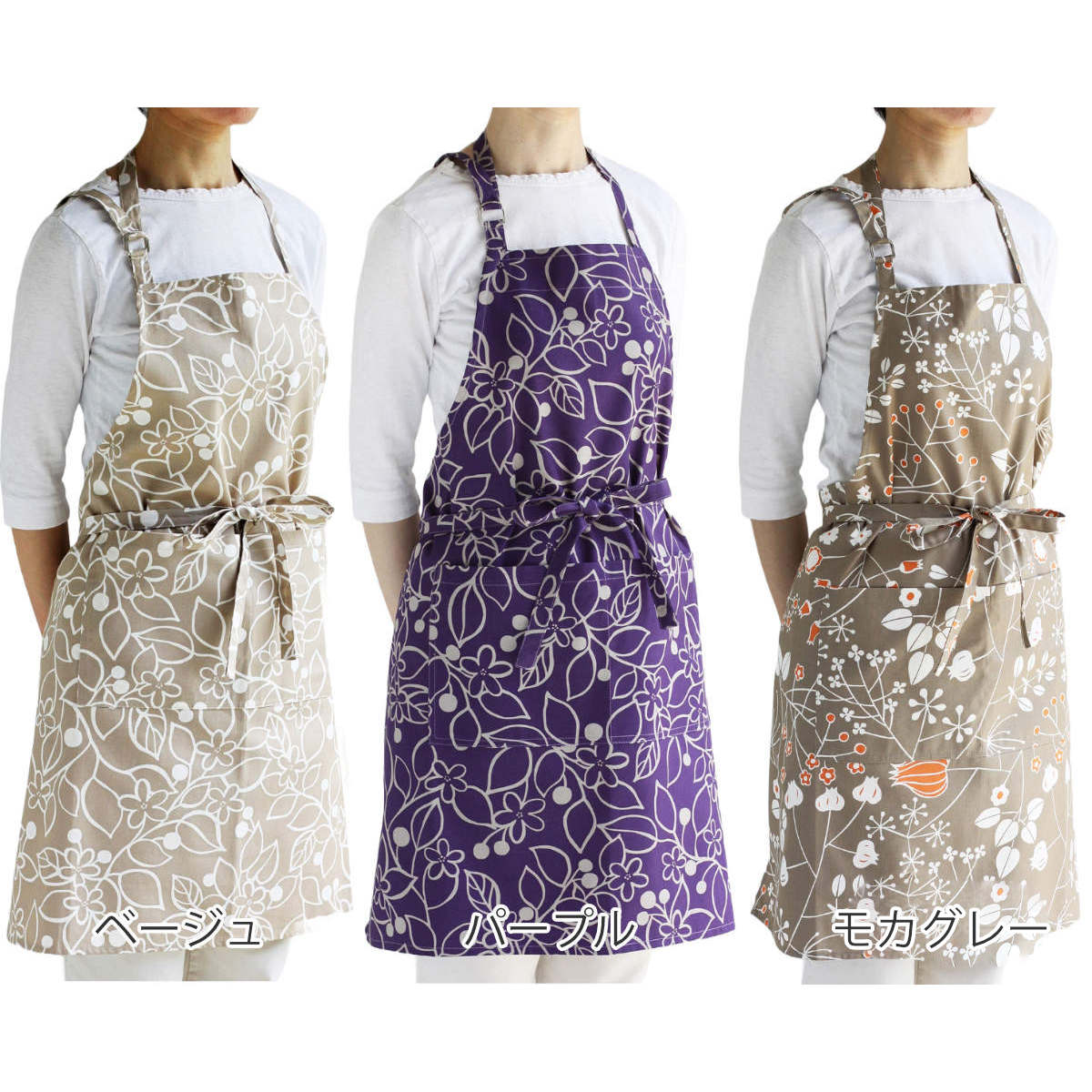 エプロン atelier Nuuit フラワ—プリント ショートエプロン （ キッチンエプロン ...