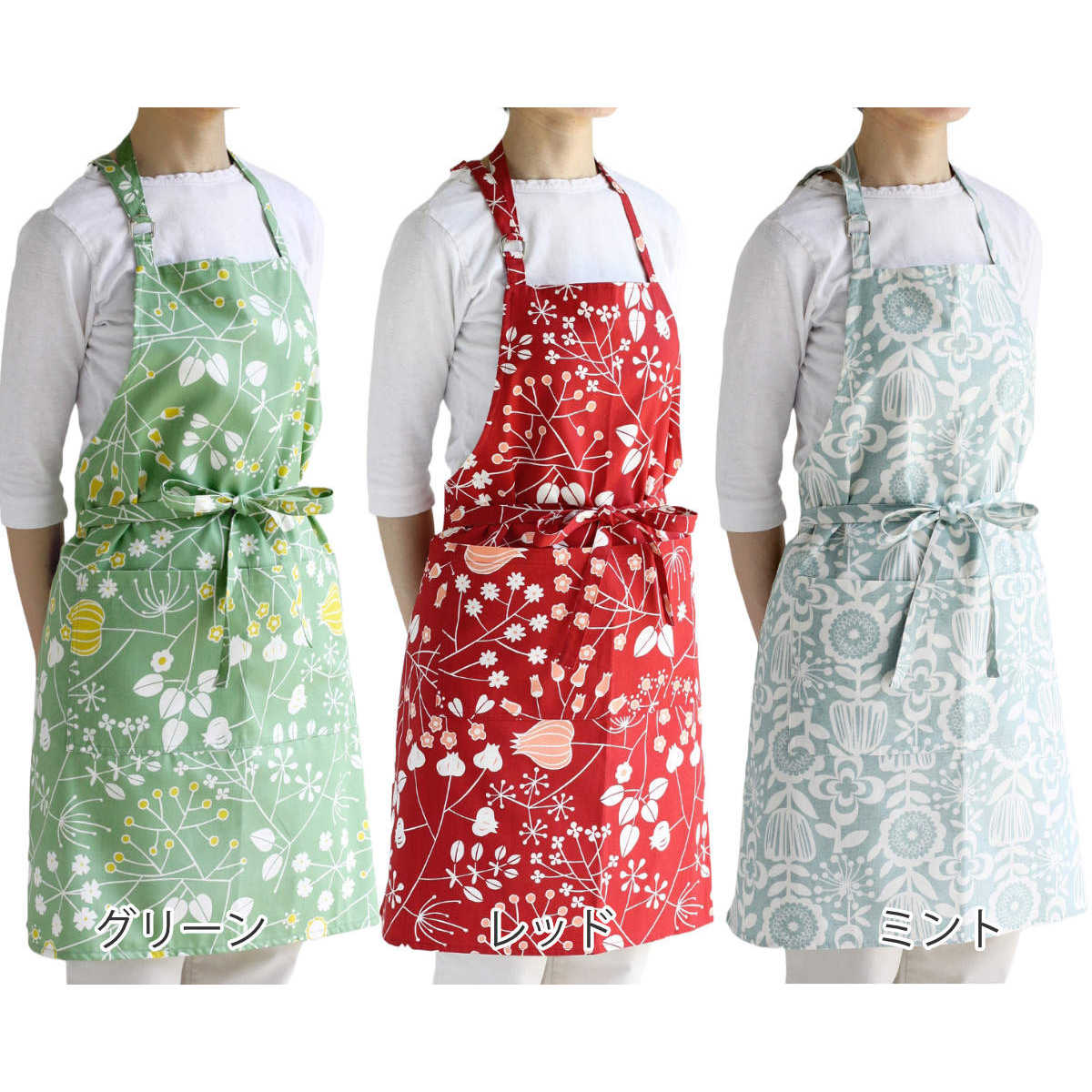 エプロン atelier Nuuit フラワ—プリント ショートエプロン （ キッチンエプロン ...