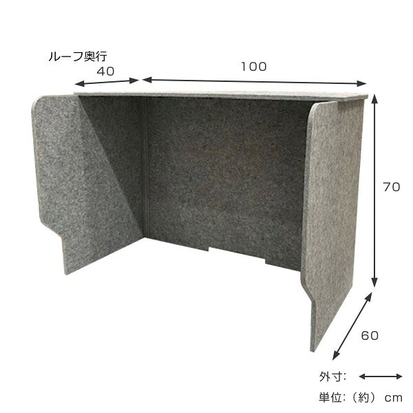 デスクトップパネル 幅100cm 屋根付き 飛沫防止パネル 仕切り パーテーション ( 送料無料 デスクパネル デスクパーテーション 衝立 フェルト 机上 目隠し 吸音 コード穴付き 間仕切り コンパクト 自宅 持ち運び 折りたたみ ) [3]