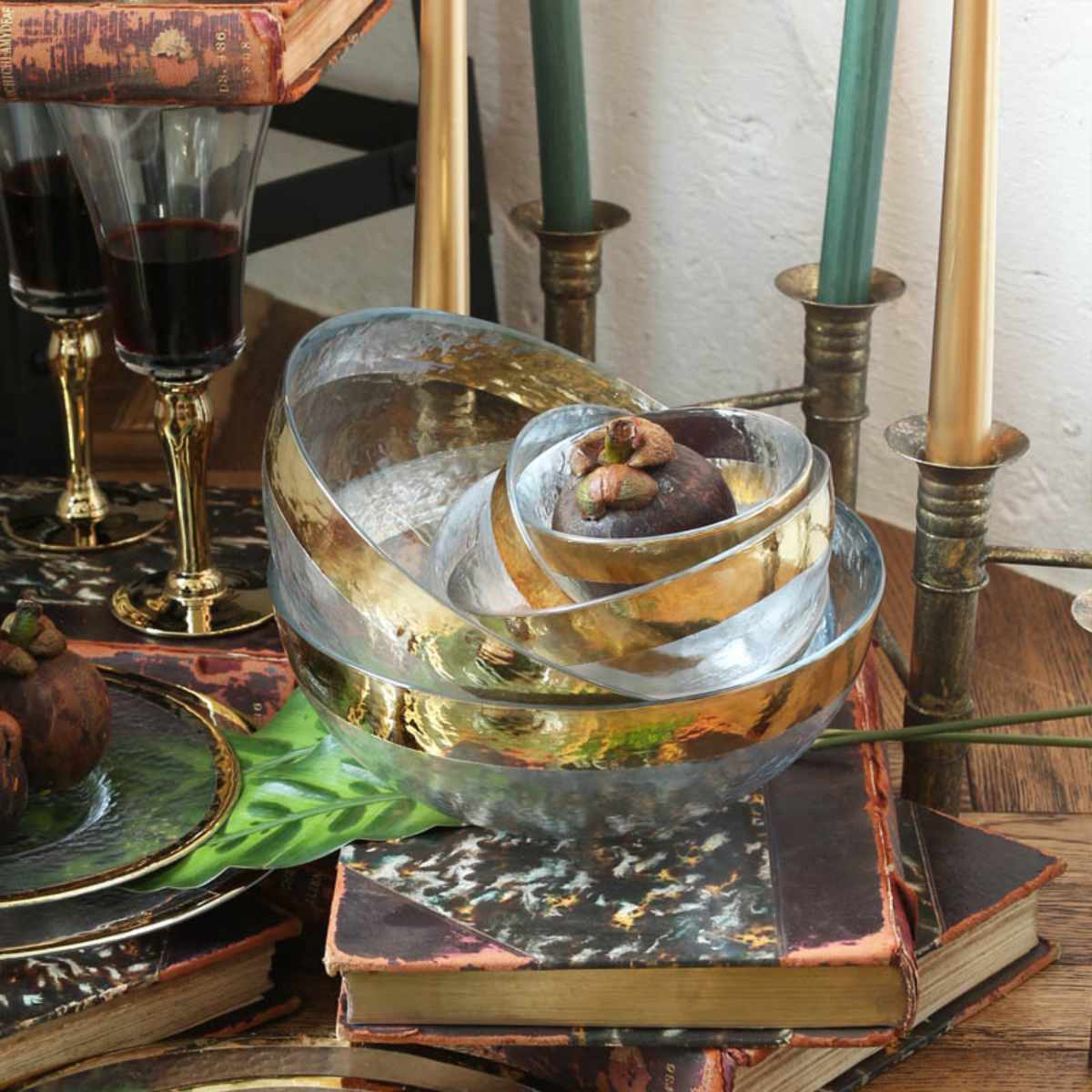ダルトン グラス 280ml GLASS TABLEWARE OBO GOBLET GOLD PT RIM （ DULTON おしゃれ ワイングラス ガラス ステムグラス 脚付き ゴールド シルバー ワイン カクテル デザート お酒 アルコール 家呑み 女子会 ） livingut-10218942 リビングート 楽天市場店 サンプル画像3