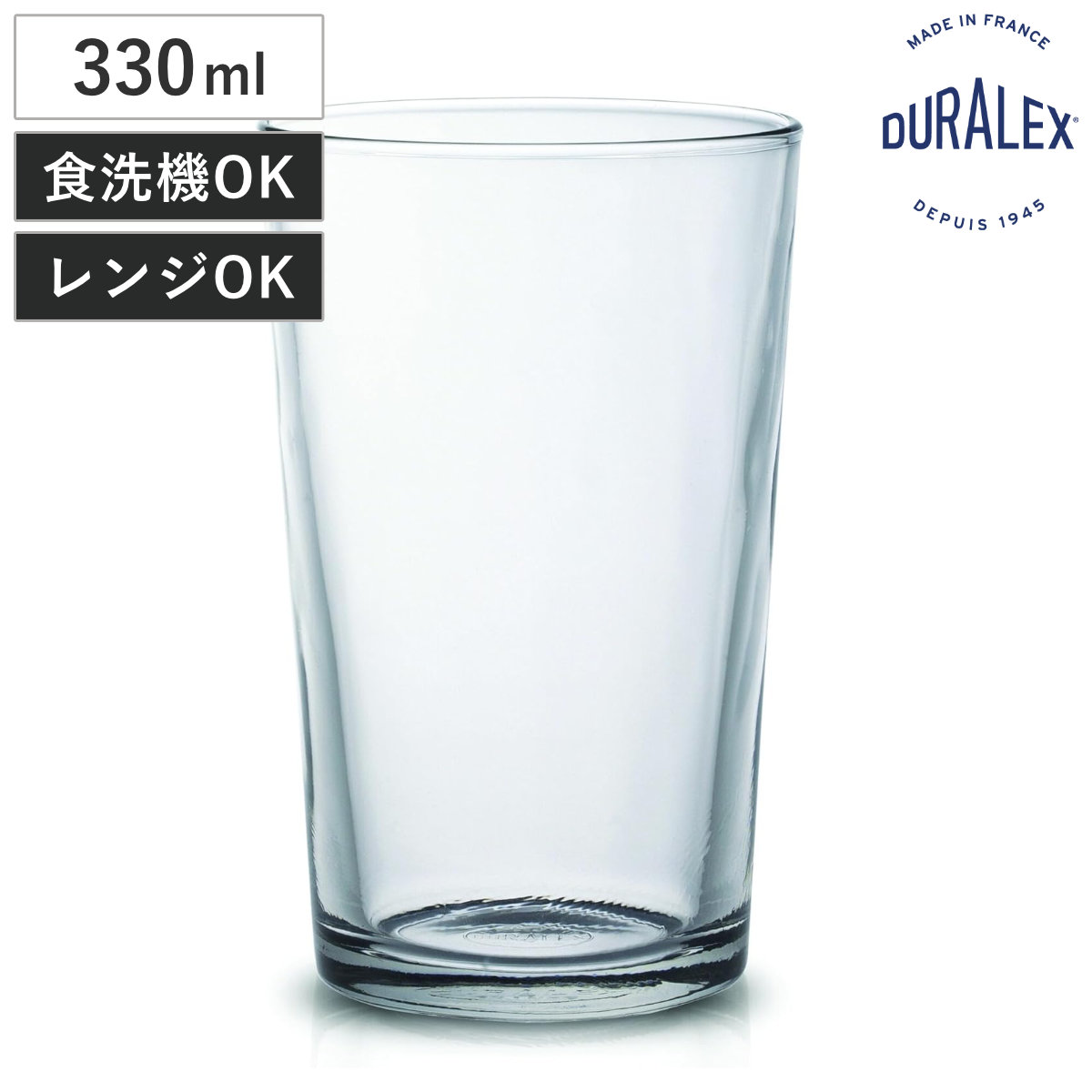 DURALEX デュラレックス グラス ショップユニ 330cc （ Shop Unie 330ml 食洗機対応 電子レンジ対応 ガラス コップ タンブラー 食器 フランス製 丈夫 シンプル クリア 透明 洋食器 おしゃれ ）【39ショップ】