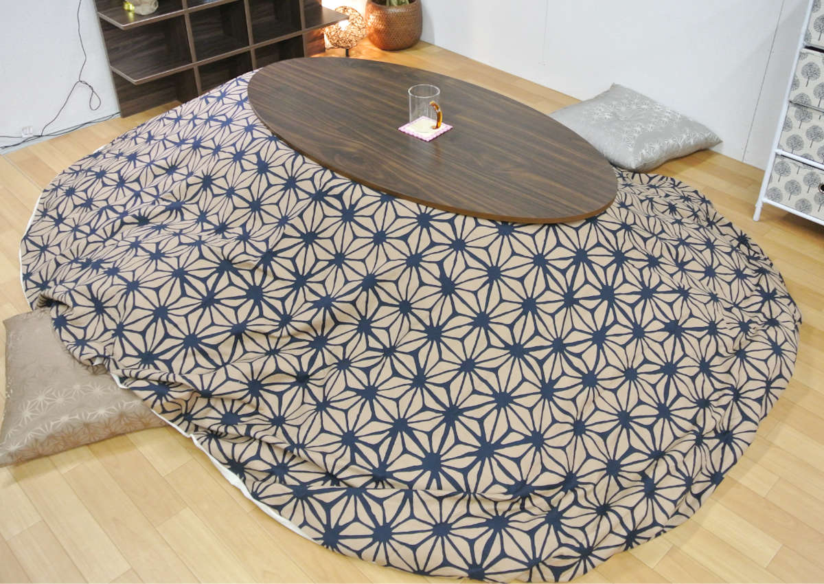 こたつ布団カバー 210×300cm 楕円形 綿100% 日本製 ( 送料無料 こたつ布団 カバー コタツ布団 洗える コタツ布団カバー こたつカバー コタツカバー 楕円 おしゃれ 国産 静電気 炬燵カバー 掛け布団カバー 洗濯 幾何学模様 大判 ) [3]