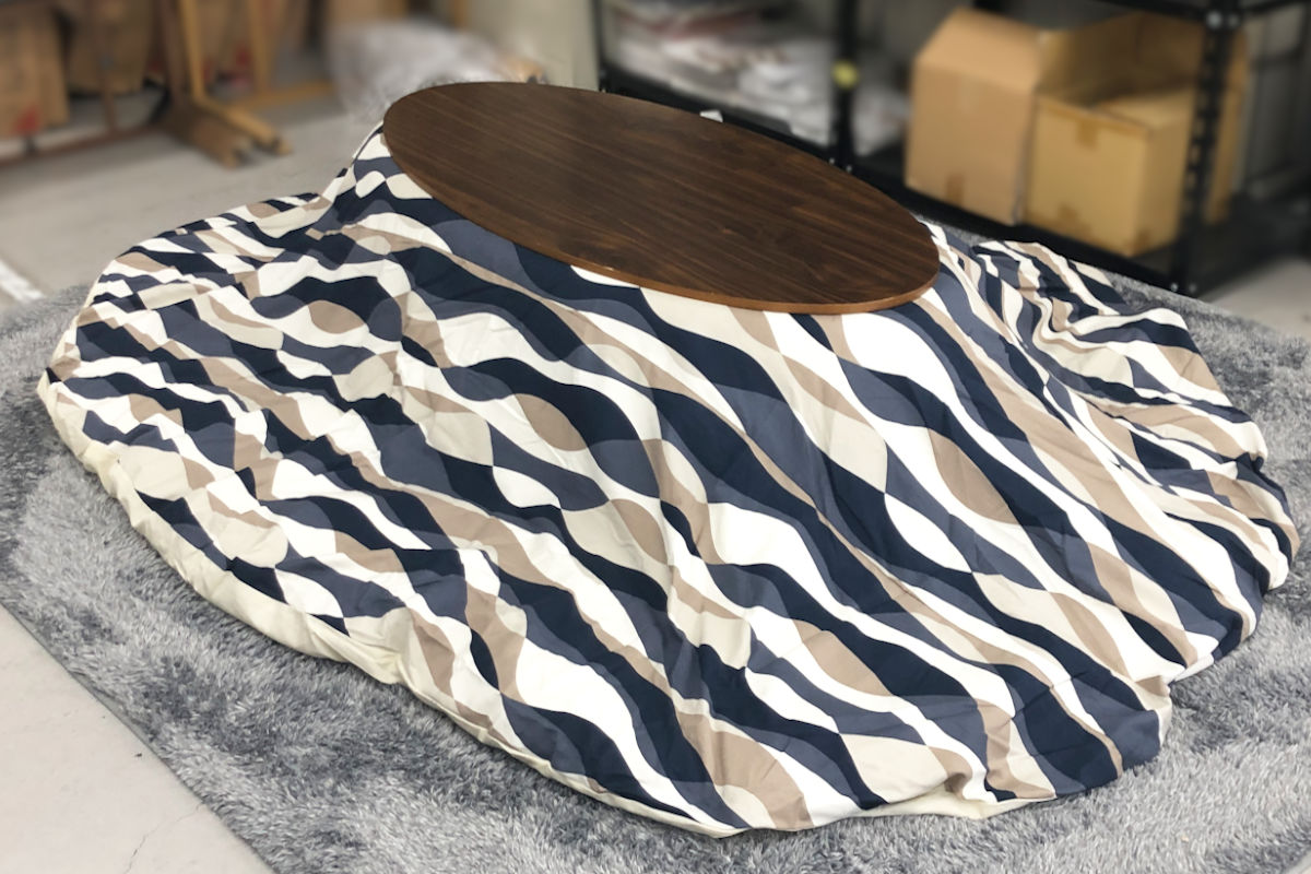 こたつ布団カバー 210×300cm 楕円形 綿100% 日本製 ( 送料無料 こたつ布団 カバー コタツ布団 洗える コタツ布団カバー こたつカバー コタツカバー 楕円 大判 おしゃれ 国産 静電気 炬燵カバー 掛け布団カバー 洗濯 ウェーブ ) [3]