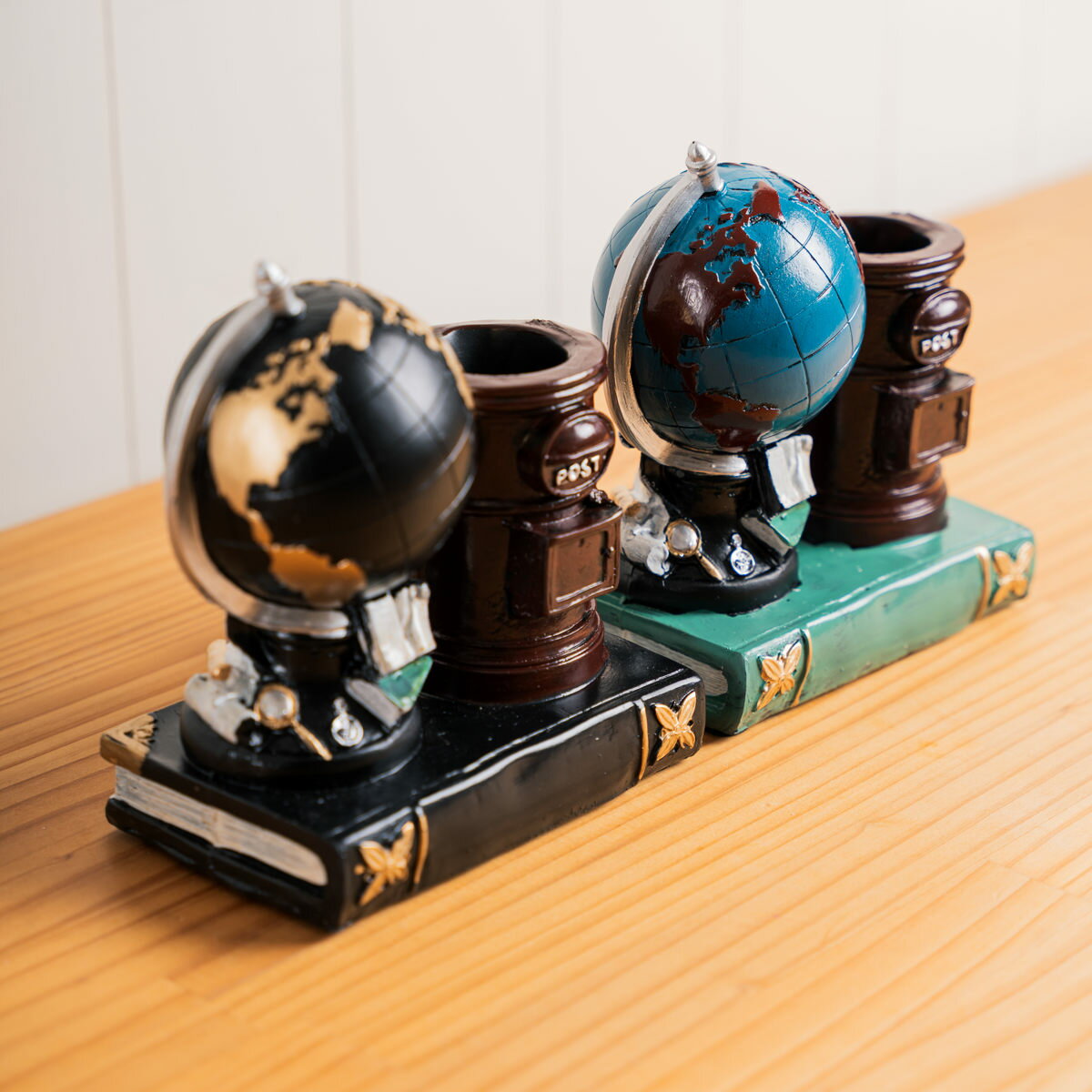 ペン立て アンティーク ペンスタンド 地球儀 ( ペンホルダー 文具 デスク収納 文房具 雑貨 デスク 机 オフィス レトロ インテリア ディスプレイ 置物 オ...