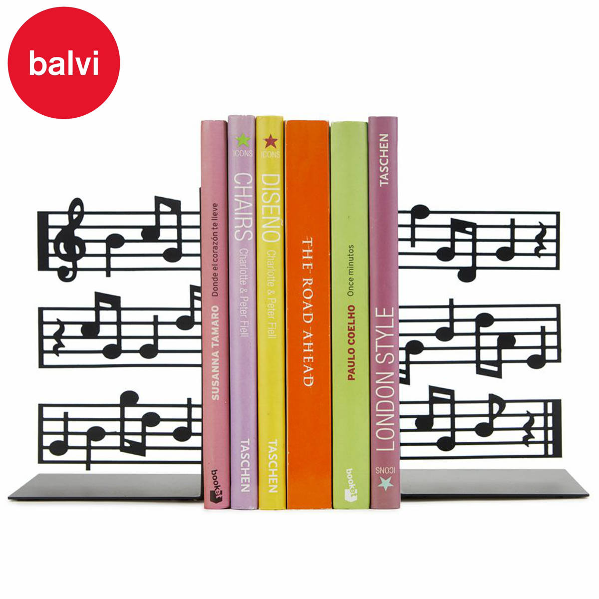 balvi ブックエンド 本立て 本 オシャレ ミュージック （ バルビ 倒れない ブックスタンド 雑誌 収納 卓上シルエット デザイン 金属 本収納 仕切り インテリア ギフト プレゼント ユニーク おしゃれ 卓上収納 デスク整理 ブラック ）