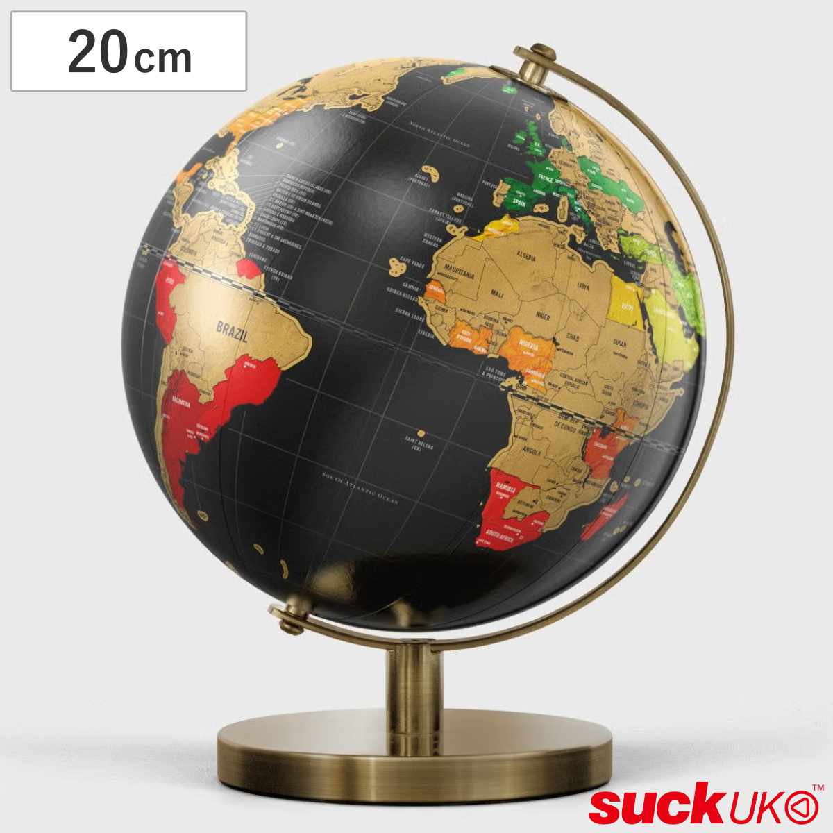 SUCK UK 地球儀 スクラッチ 20cm インテリア 世界地図 地球 （ サックユーケー 旅 旅行 記録 世界 削る コンパクト 卓上 行ったことある国 塗りつぶし 行った国 入学祝い 誕生日プレゼント 地理 旅行好き 勉強 ギフト ディスプレイ ）