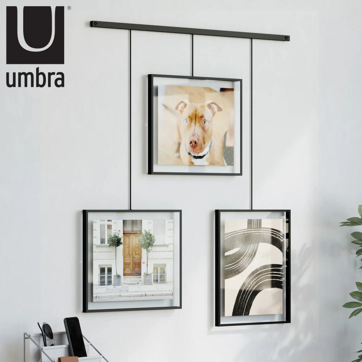 乐天商城 - umbra フォトフレーム 壁掛け イグジビット フォトディスプレイ （ アンブラ 写真立て ウォール 写真たて おしゃれ 吊るす 3枚 縦 横 写真フレーム 吊り下げ 写真入れ インテリア フォト 写真 壁 六切り 6切 ）
