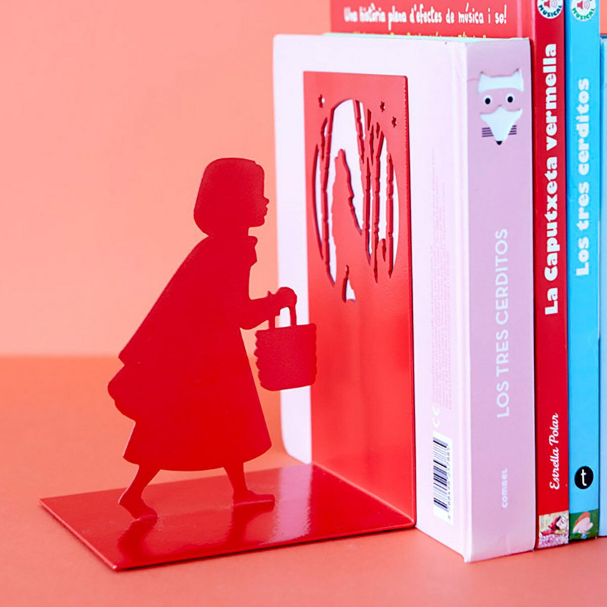 ブックエンド balvi リトルレッド 赤ずきん 倒れない ( ブックスタンド 本立て 本 雑誌 収納 卓上 シルエット デザイン 金属 本収納 仕切り インテ...