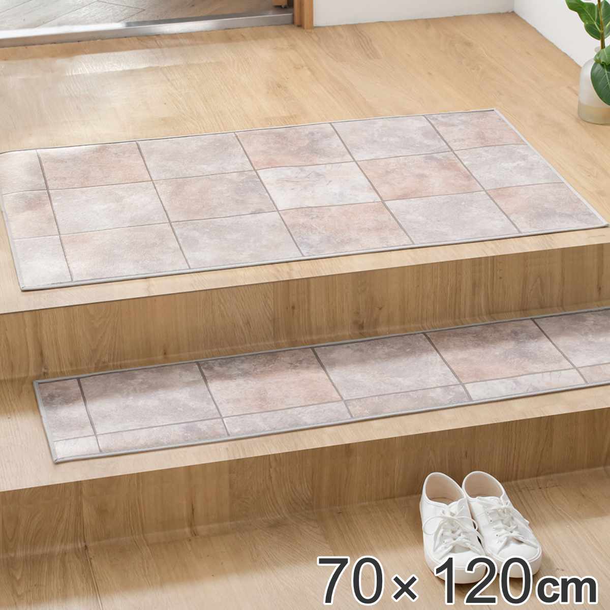 玄関マット 室内用 70×120cm セラミックタイル 撥水加工 （ 送料無料 玄関 マット 屋内 拭ける 室内 厚さ5mm キッチン 撥水 防水 抗菌 防カビ 滑り止め おしゃれ タイル調 グレー 汚れ 拭き取り インテリア キッチンマット ）
