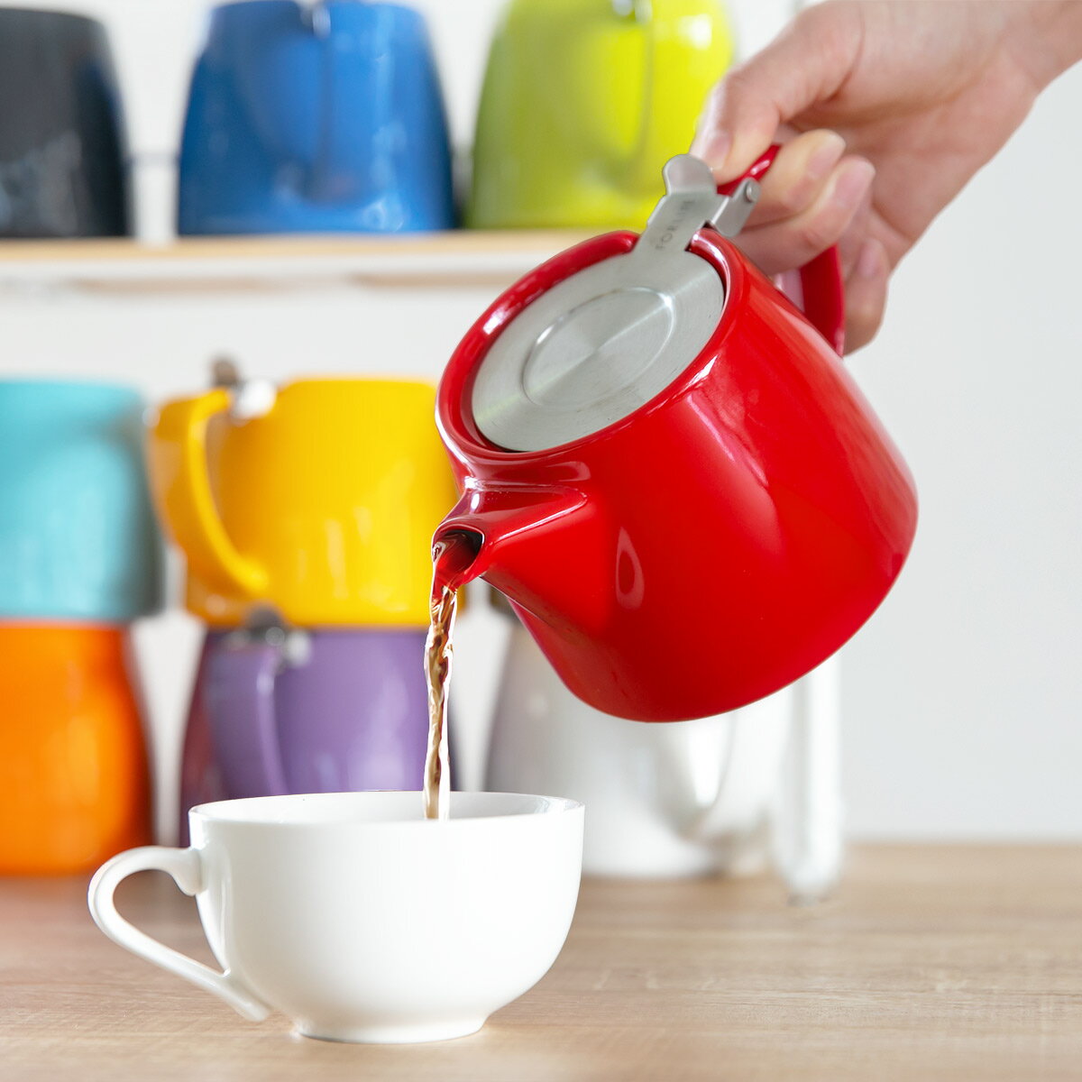 ティーポット 530ml スタンプティーポット 硬質陶器 （ 食洗機対応 紅茶ポット 急須 ポット 