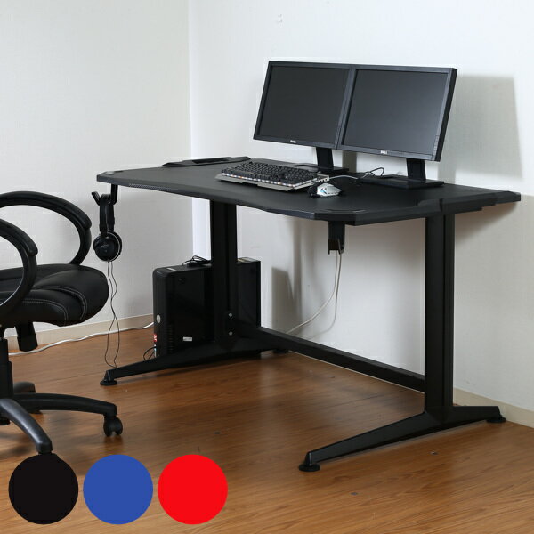 ゲーミングデスク 幅138cm デスク PCデスク パソコンデスク ゲームデスク 机 配線 収納 （ 送料無料 オフィスデスク ワークデスク 学習机 ゲーム 約 140 勉強机 ヘッドフォン ホルダー フック オフィス タップ収納 ゲーム用 ）のサムネイル