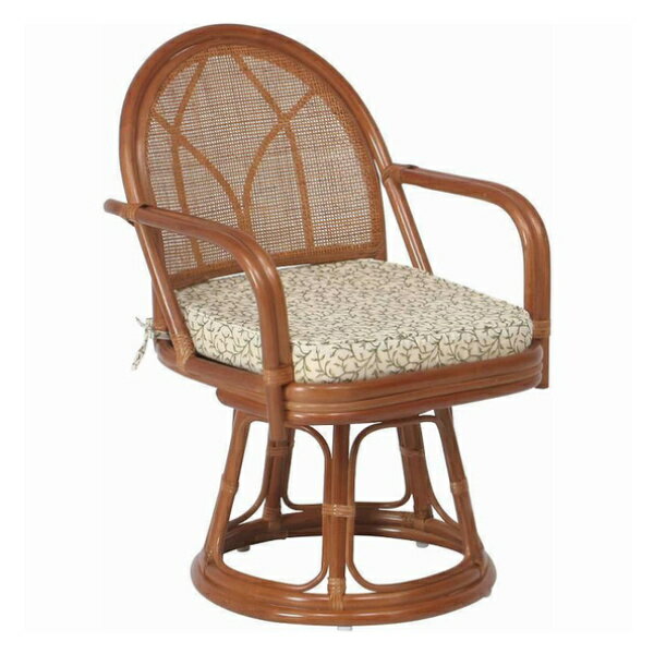 籐 回転チェア ハイタイプ クッション付 ラタンチェアー 座面高40cm （ 送料無料 ラタン製 ラ ...