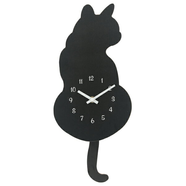 振り子時計 掛け時計 振り子時計 クロネコ 壁掛け 時計 アナログ 猫 （ 壁掛け時計 とけい ウォールクロック クロック 雑貨 ねこ ネコ 動物 アニマル しっぽ シンプル リビング ダイニング 子ども部屋 おしゃれ ）