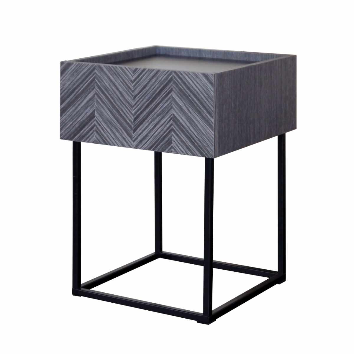 サイドテーブル 矢羽根デザイン VOZ 40cm角 （ テーブル ナイトテーブル ディスプレイ 台 インテリア 引き出し 収納 リビング モダン スタイリッシュ ヘリンボーン 完成品 ）