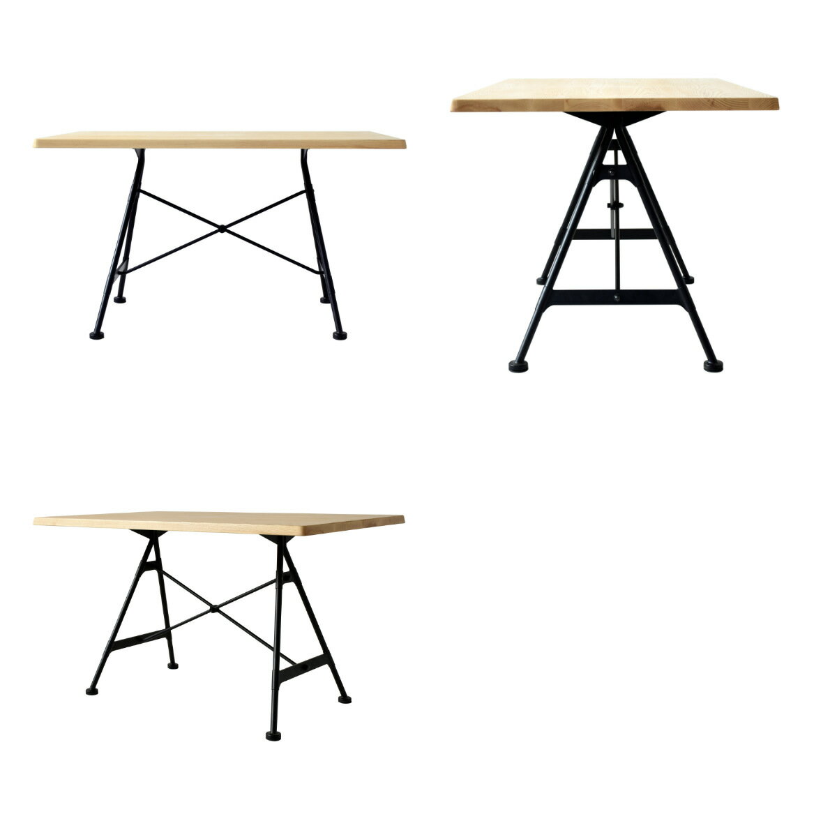 ダイニングテーブル アッシュ無垢天板 幅120cm ( 天然木 ダイニング テーブル 食卓 長方形 4人掛け スチール脚 異素材 木目 北欧 モダン ナチュラル ) [3]