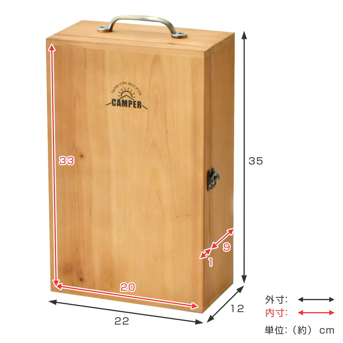 アウトドア キッチンツールボックス 幅22×奥行12×高さ35cm CAMPER （ 送料無料 キッチンツール 収納 ボックス 持ち運び スパイスボックス 収納ケース 木製 キッチン ツール キャンプ スパイスラック 調理器具 収納用品 ） livingut-10178126 リビングート 楽天市場店 サンプル画像3