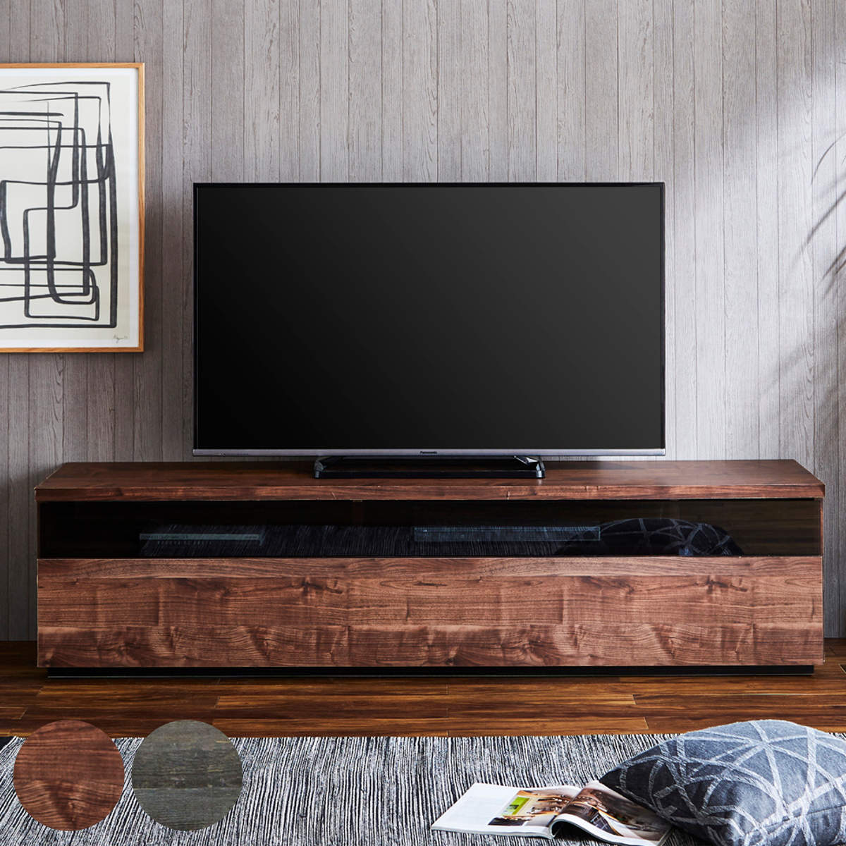 Rakuten - テレビ台 ローボード 木目調 ヴィンテージモダン 日本製 幅180cm （ 送料無料 テレビボード TV台 TVボード テレビラック 完成品 ヴィンテージ調 台輪 収納 リビング 棚 TV 家具 幅180 AVボード 引き出し ）