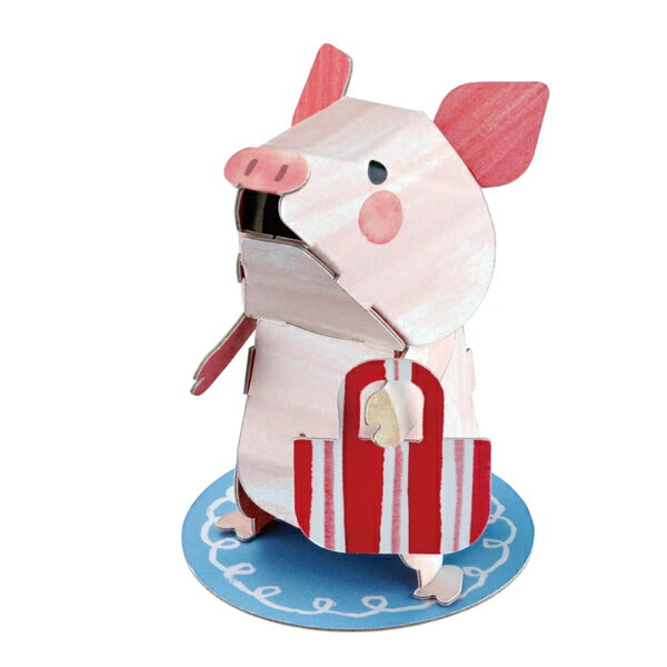 工作キット ダンボール製 hacomo kids mini ぶた ( ダンボール 段ボール 動物 ブタ おもちゃ ペーパークラフト 工作 子ども キッズ 組み立...