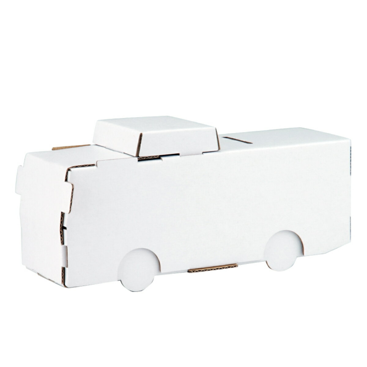 工作キット ダンボール 乗物 バス 小学生 難易度2 ( 段ボール hacomo kids ダンボール製 車 貯金箱 おもちゃ 工作 ペーパークラフト 子ども ...