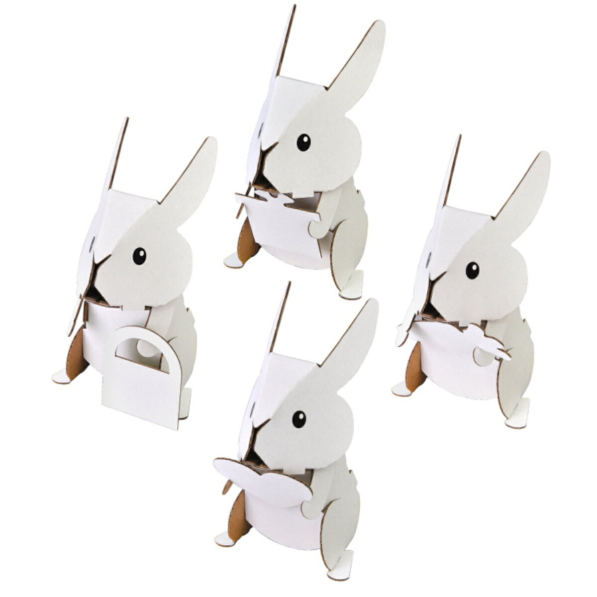 工作キット ダンボール うさぎのたまご 難易度2 ( 段ボール hacomo うさぎ 動物 ダンボール製 おもちゃ 工作 ペーパークラフト 子ども キッズ 組み...