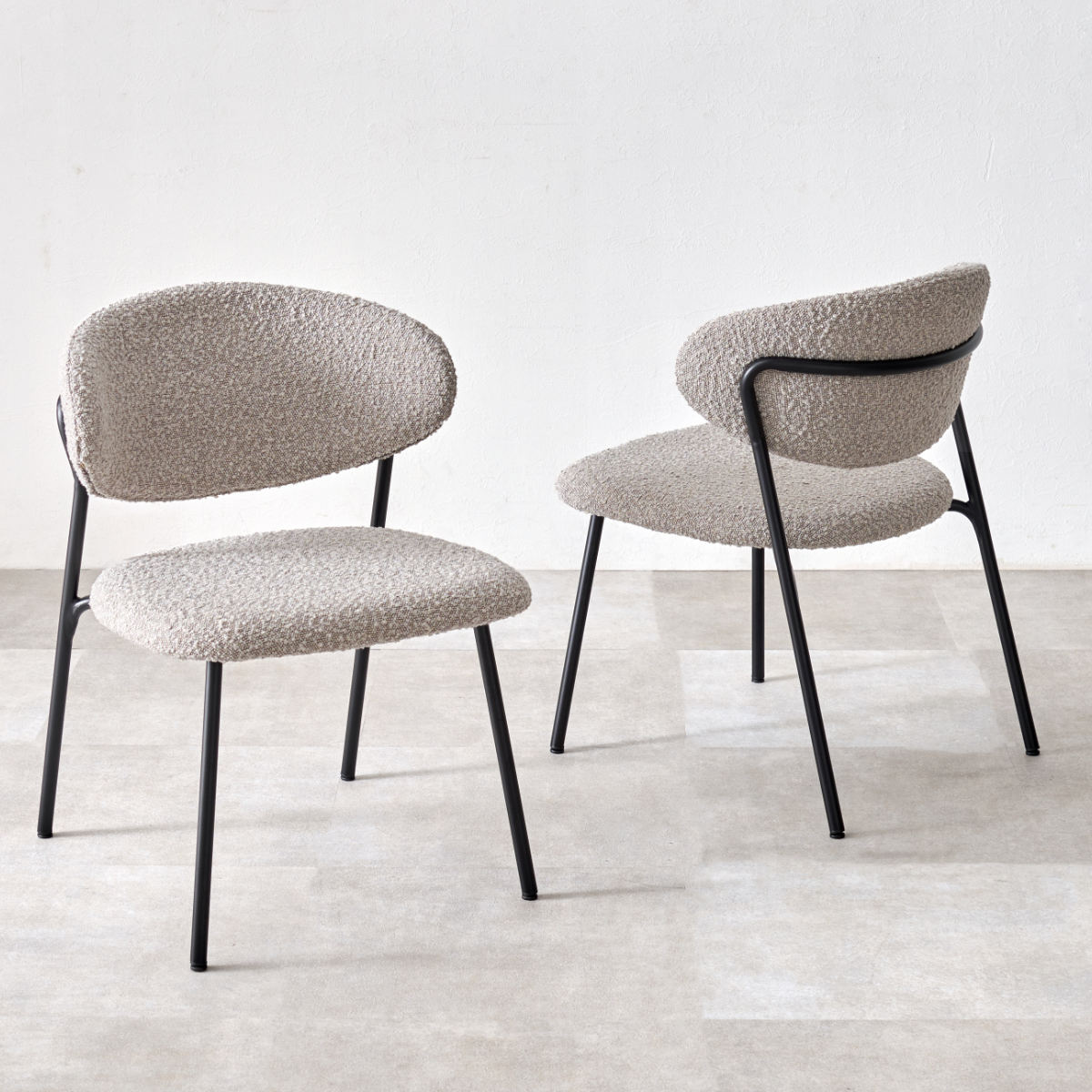 ダイニングチェア 同色2脚セット タイプ4 座面高42cm ブークレ生地 ( 食卓椅子 チェア ダイニング イス 椅子 スチール ファブリック アームレス 食卓 リビング おしゃれ ダイニングチェアー リビングチェア デスクチェア ) [2]