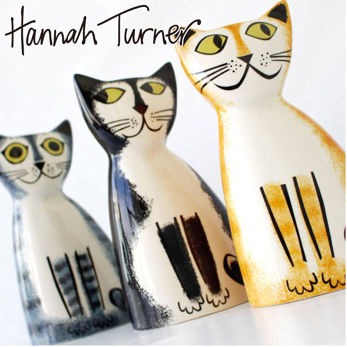 貯金箱 Hannah Turner Money box Cat ネコ （ ハンナターナー マネーボックス コイン マネーバンク 500円玉 貯まる コイン入れ 500円玉貯金 置物 陶器 猫 オブジェ 雑貨 ゴム栓付き 硬貨 アニマル グッズ おしゃれ かわいい ねこ ）