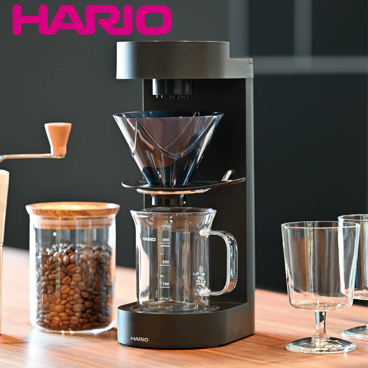 おしゃれなコーヒーメーカー コーヒーメーカー 300ml 1～2杯用 MUGEN Coffee Maker 耐熱ガラス （ HARIO ハリオ コーヒーマシン 珈琲メーカー コーヒー 珈琲 ドリップ式 シャワー式 本格的 簡単 操作 おしゃれ ）