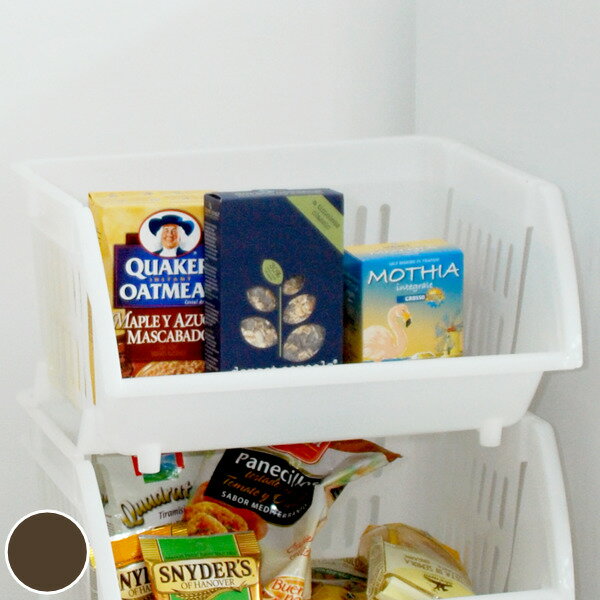 キッチン収納 積み重ねバスケット ストッカー ( キッチンストッカー ケース ボックス 積み重ね スタッキング 連結 パントリー収納 収納バスケット 収納ボック...