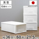 収納ケース 同色6個セット クローゼット 浅型 ファインテナー 幅36×奥行60×高さ21.5cm ( 収納ボックス 収納 引き出し 衣装ケース クローゼット収...