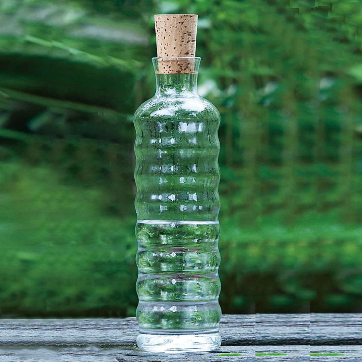 廣田硝子 ピッチャー 720ml 潤 ストリーム コルク栓 （ ガラス 日本製 花瓶 フラワーベース ポット ボトル シンプル おしゃれ 透明ガラス ）