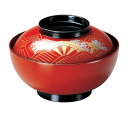 吸い物椀 煮物椀 木製 新仙才椀 朱ツバ黒 御所車 本漆塗 手描き磨蒔絵 お椀 食器 業務用食器 ( 汁椀 蓋付き お吸い物 椀 うつわ 椀盛り 仙才型 吸物椀 蓋向 煮物 メラミン 漆塗り 朱塗 蒔絵 )