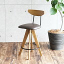 カウンターチェア 座面高62~76.5cm Bar Stool Rasic ( 回転 高さ調節 天然木 異素材 レザー調 ビンテージ調 ハイチェア バーチェア ハイタイプ チェア 椅子 バースツール )