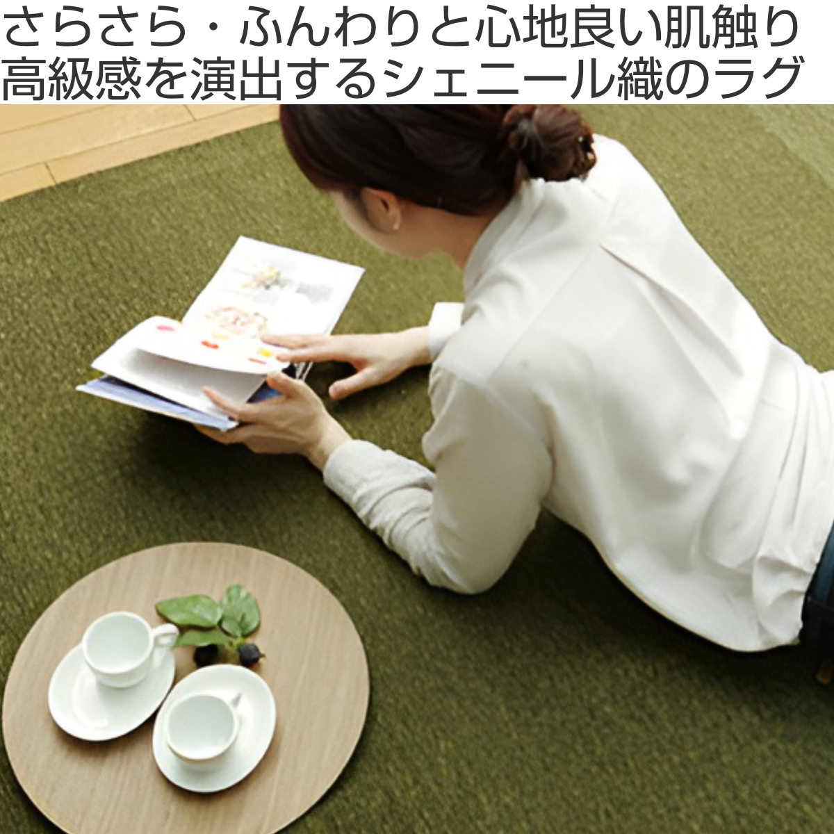 ラグ 洗える シェニール織 無地 モデルノ 約130×185cm 滑り止め付き ( カーペット 絨毯 マット ラグマット 長方形 シェニール織り 薄型 軽量 コンパクト 畳める ホットカーペット 床暖 お掃除ロボ 丸洗い アクセントラグ 1.5帖 ) [2]