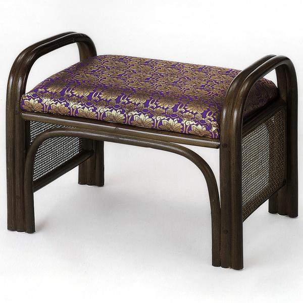 ラタンチェア 金襴座椅子 紫 仏壇用 幅49cm （ 正座椅子 イス チェア 座いす アジアン ）