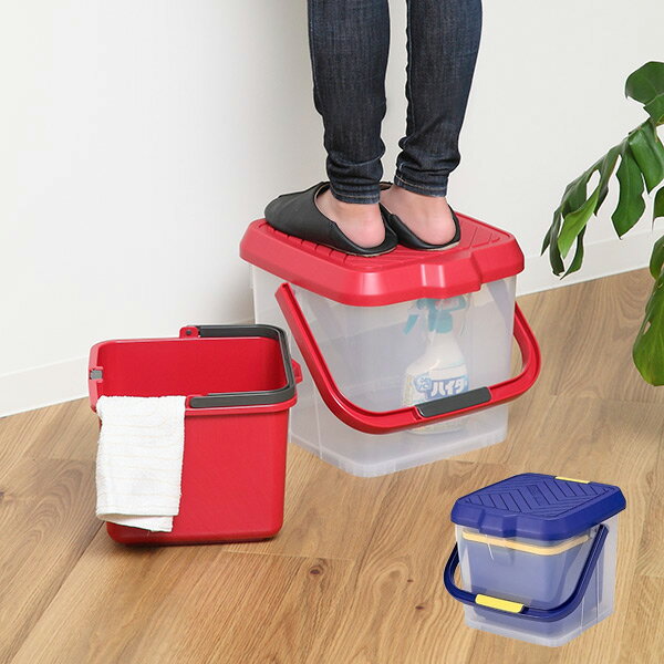 バケツ がんばりバケツ 耐荷重100kg 踏み台 洗車 防災グッズ （ フタ付き 収納 ステップ 掃除 洗車台 ふた付きバケツ 洗車バケツ 踏台 アウトドア ガーデニング 釣り イス 掃除用品 ホースホルダー付き ）のサムネイル