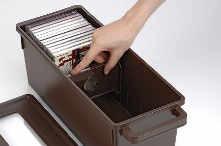 メディアコンテナ CD収納ケース ブラウン （ 収納ボックス・CD 収納 フタ付き プラスチック スモールタイプ おしゃれ 収納box 積み重ね ）