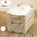 収納バスケット 衣類収納ケース フリーバスケット Mサイズ 取っ手付き 同色3個セット ( 幅28.5×奥行41.5×高さ14cm かご カゴ 収納 プラスチッ...