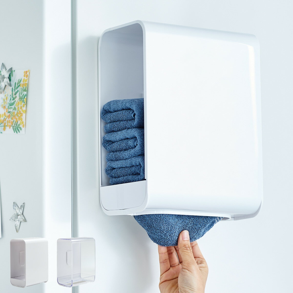 タオルホルダー マグネット 壁付け ペーパータオルホルダー （ タオル収納 タオル ホルダー マグネ ...