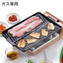 ヘルシー焼肉グリル 角形 ガス火専用 コンパクト ( 直火専用 グリルパン グリルトレイ 焼肉プレート 卓上 波型 角型 取っ手付き アルミ製 ふっ素加工 キャ...
