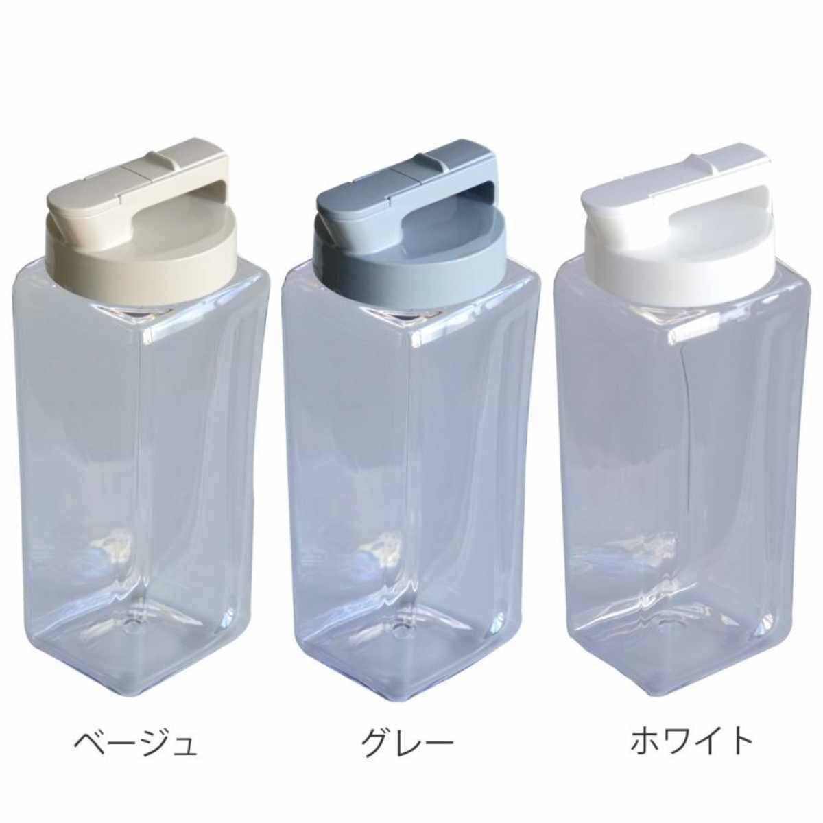 ピッチャー 冷水筒 2.1L 耐熱 横置き プラスチック K-1280 （ 冷水筒 麦茶ポット 水差し 水さし プラスチック製 縦 横 熱湯 広口 麦茶 冷水ポット 角型 お手入れ簡単 ） 3