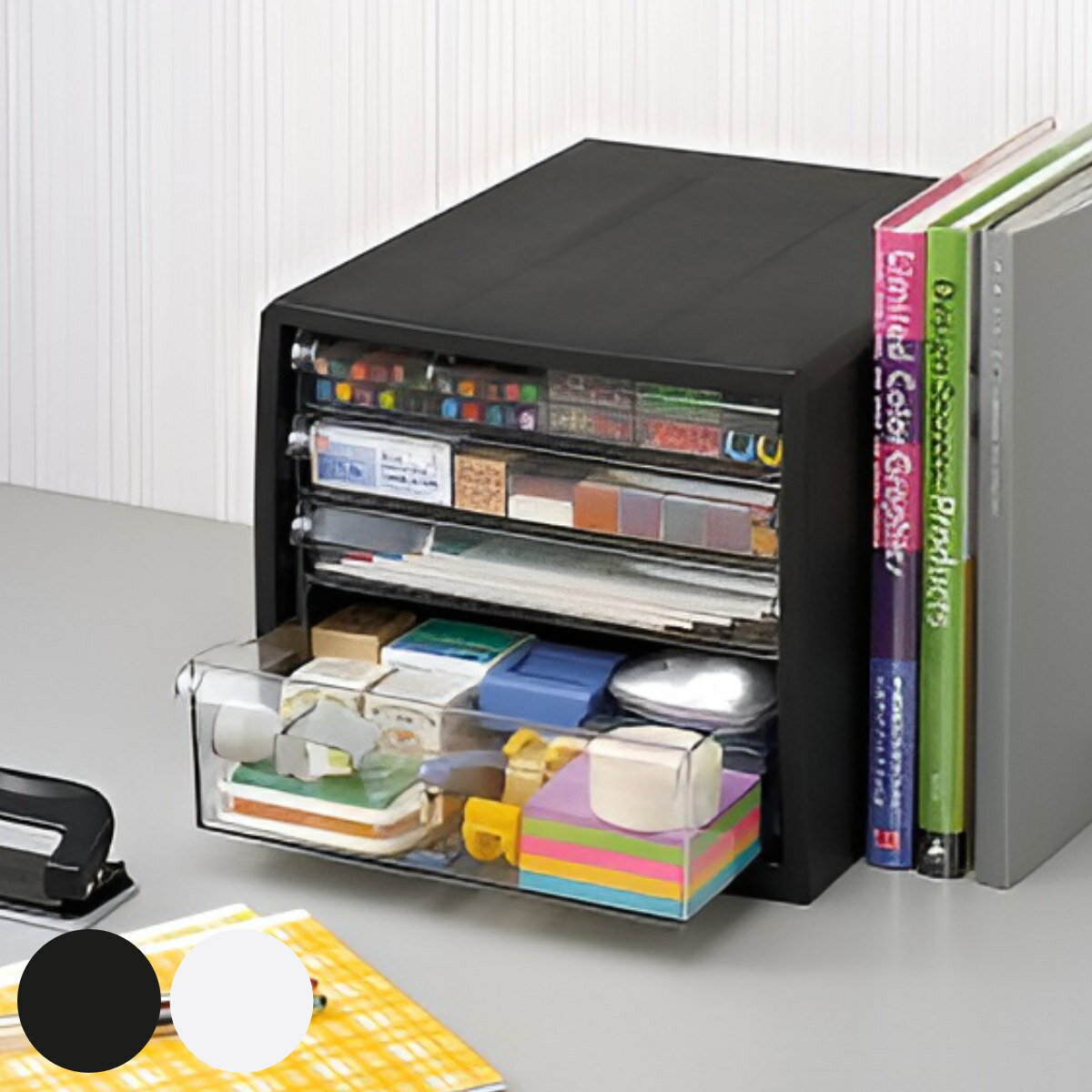 レターケース F4 4段 浅3段深1段 ( 収納 書類 A4 文房具 収納ケース プラスチック 引き出し 日本製 書類ケース 書類収納 デスク収納 クリア 卓上...