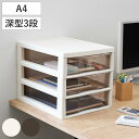 レターケース AP A4対応 深型 3段 アプロス 幅27×奥行34.5×高さ31.2cm ( 書類 収納ケース 卓上収納 4段 多段引出し ストッパー付き A4 日本製 整理整頓 棚 整理 収納ボックス 収納 透明 ケース コピー用紙 )