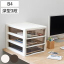 レターケース B4対応 深型 3段 アプロス 幅32.3×奥行40.6×高さ31.1cm ( 書類 収納ケース 卓上収納 多段引出し ストッパー付き B4 日本製 整理整頓 棚 整理 収納ボックス 収納 透明 ケース コピー用紙 )