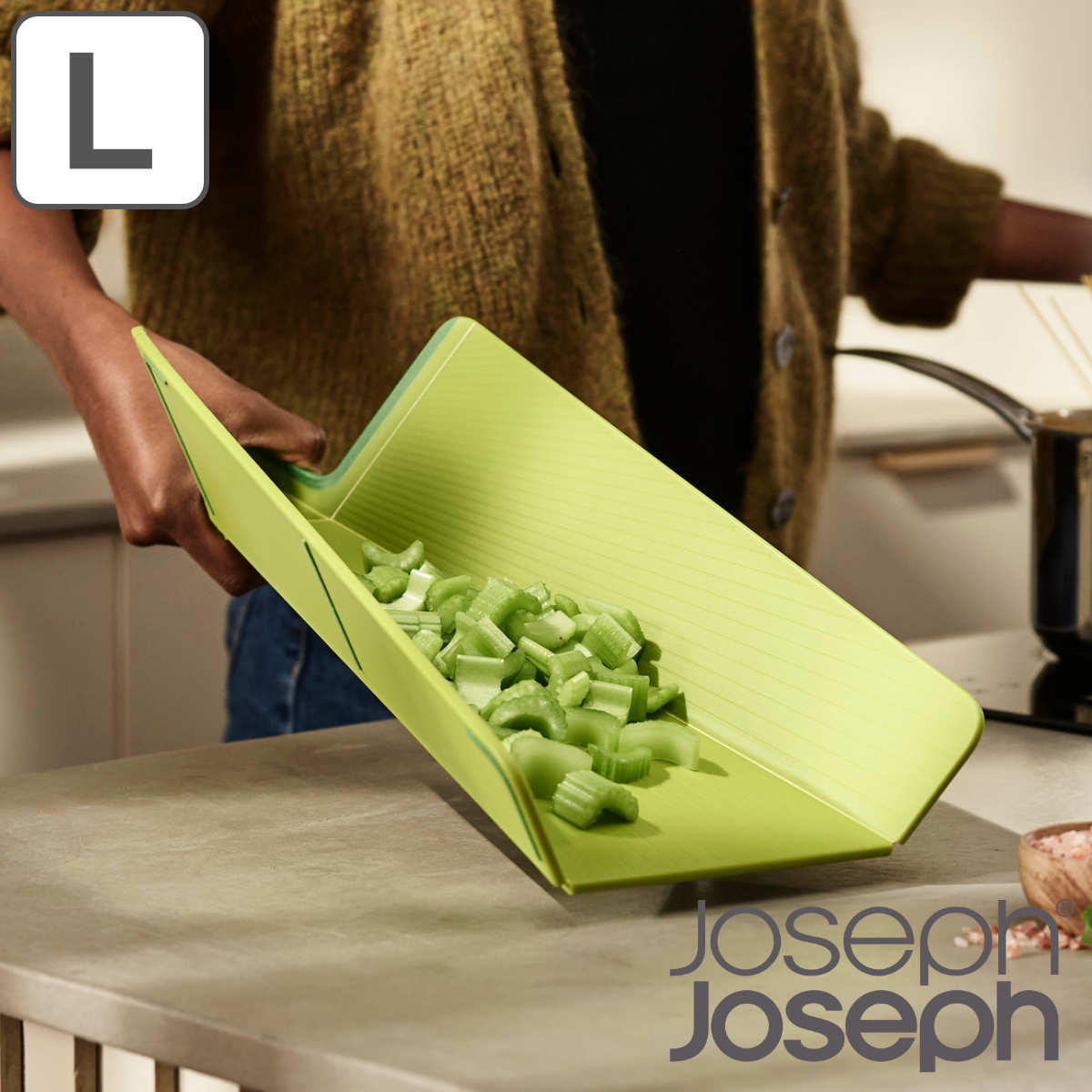 Joseph Joseph チョップ2ポット プラス ラージ 折りたたみまな板 （ ジョセフジョセフ まな板 俎板 折り畳み プラスチック製 食洗機対応 折り畳めるまな板 軽量 大きめ 滑り止め付き 取っ手付き 便利グッズ 調理道具 ）