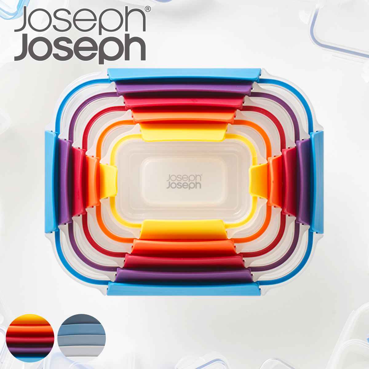 Joseph Joseph 保存容器 5ピースセット ネストロック （ ジョセフジョセフ 密閉 プラスチック 電子レンジ対応 食洗機対応 ジョゼフジョゼフ 密閉容器 フードストッカー 食品保存容器 冷凍OK スタッキング おしゃれ マルチカラー ）